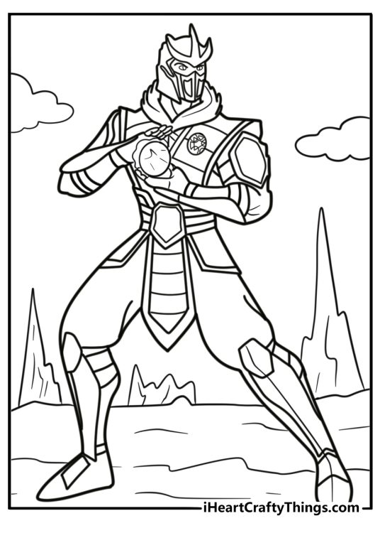 Sub Zero using ice powers detailed coloring sheet
