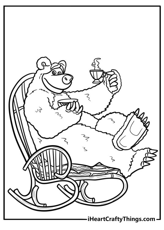 The Bear sitting in his chair coloring sheet