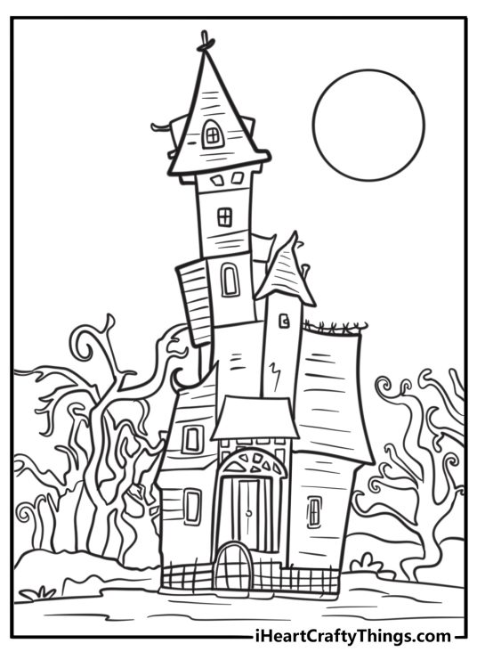 The Everglot mansion looking eerie coloring page