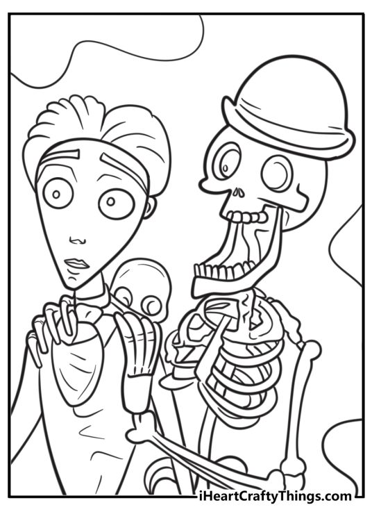 The Land of the Dead skeletons detailed coloring sheet