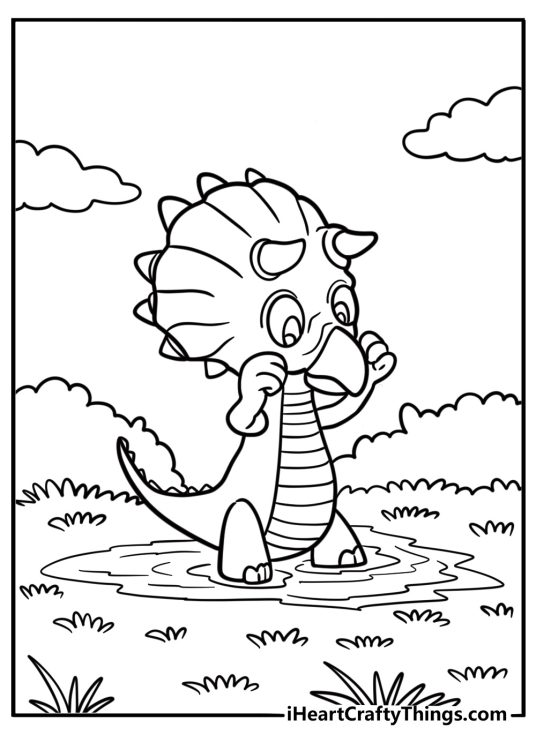 Tiny jumping over puddles coloring page