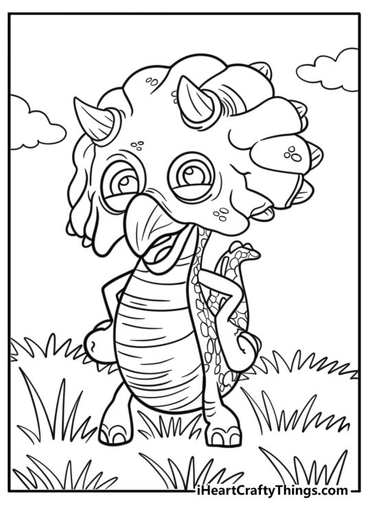 Tiny playing near tall grass coloring page