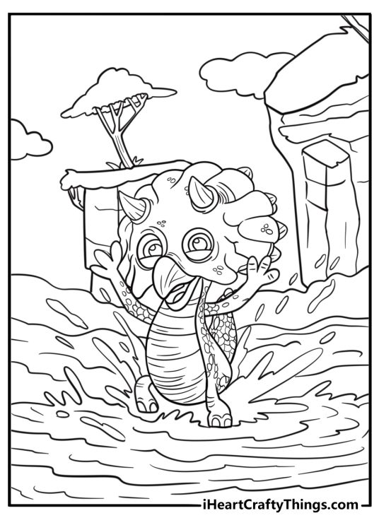 Tiny splashing in shallow water coloring page
