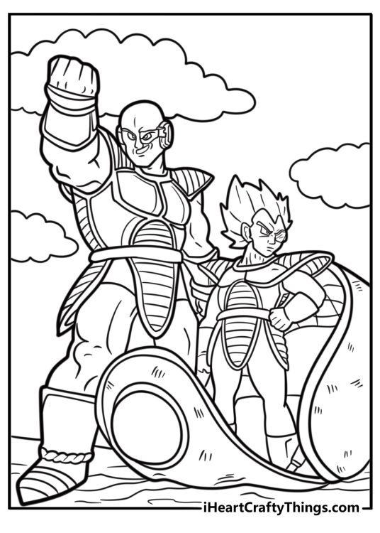 Vegeta and Nappa together coloring sheet