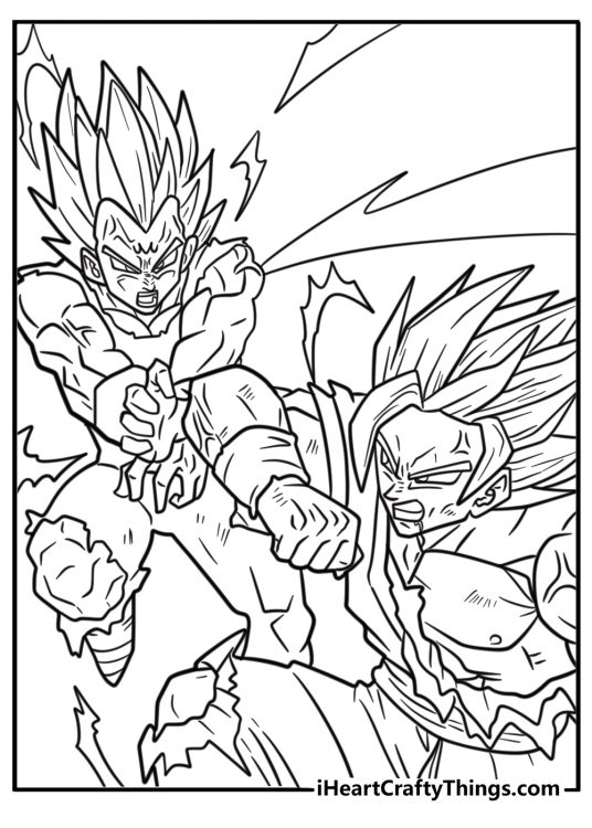 Vegeta fighting Goku coloring sheet