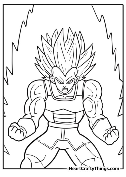 Vegeta transforming into Super Saiyan Blue coloring sheet