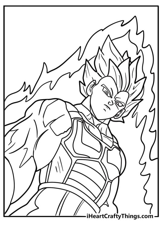 Vegeta turning Super Saiyan God coloring page