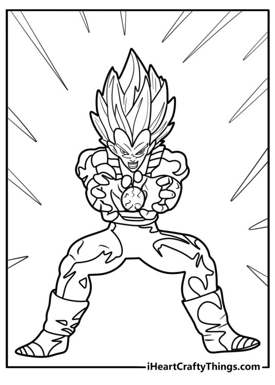 Vegeta using Final Flash coloring sheet