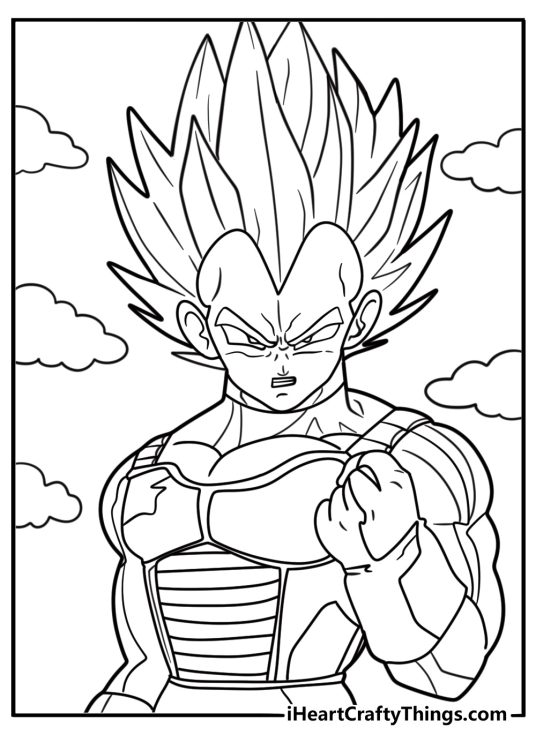 Vegeta with clenched fists coloring page