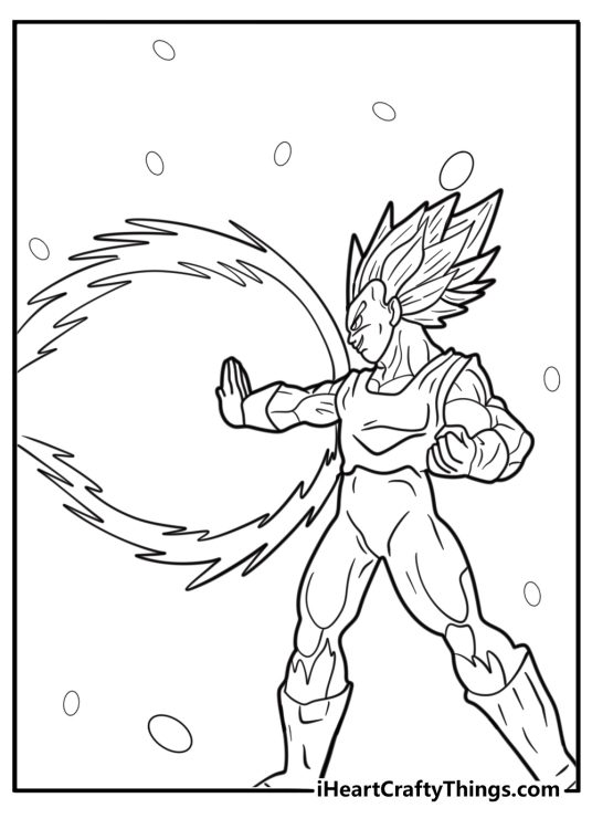 Vegeta with energy blast in hand coloring sheet