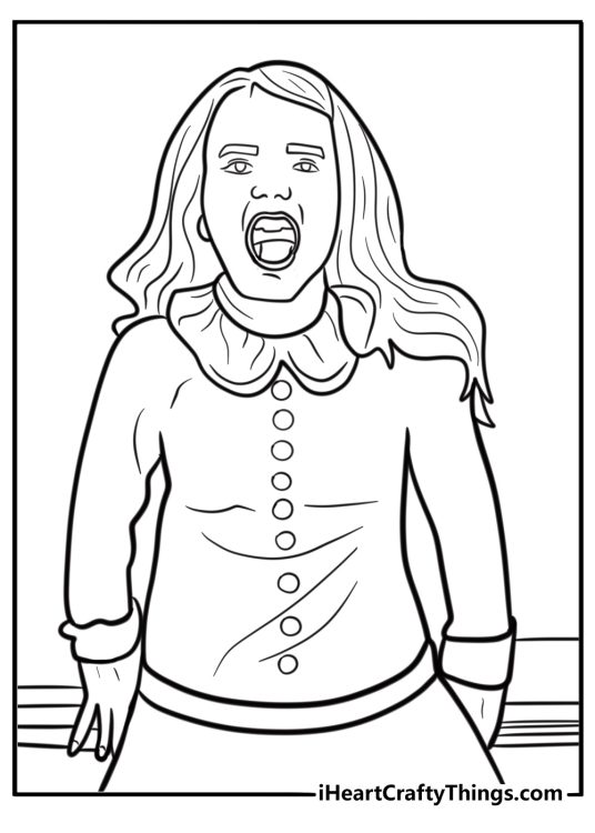 Veruca Salt demanding more candy detailed coloring sheet