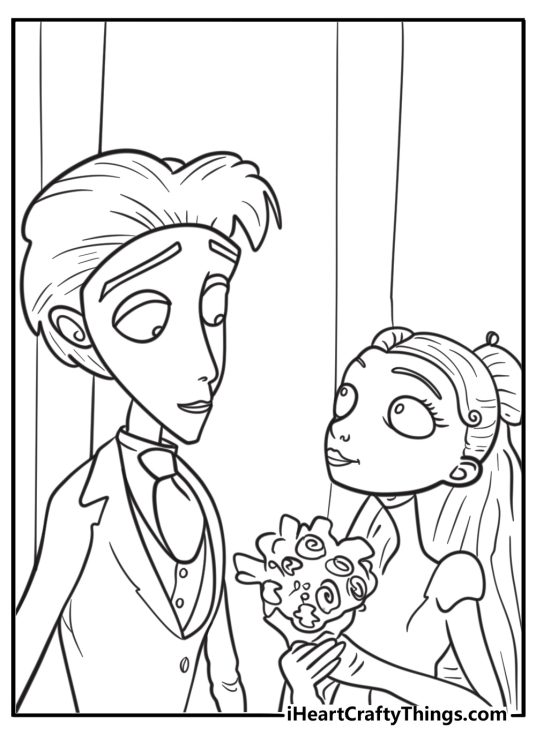 Victor and Victoria looking at each other fun coloring sheet