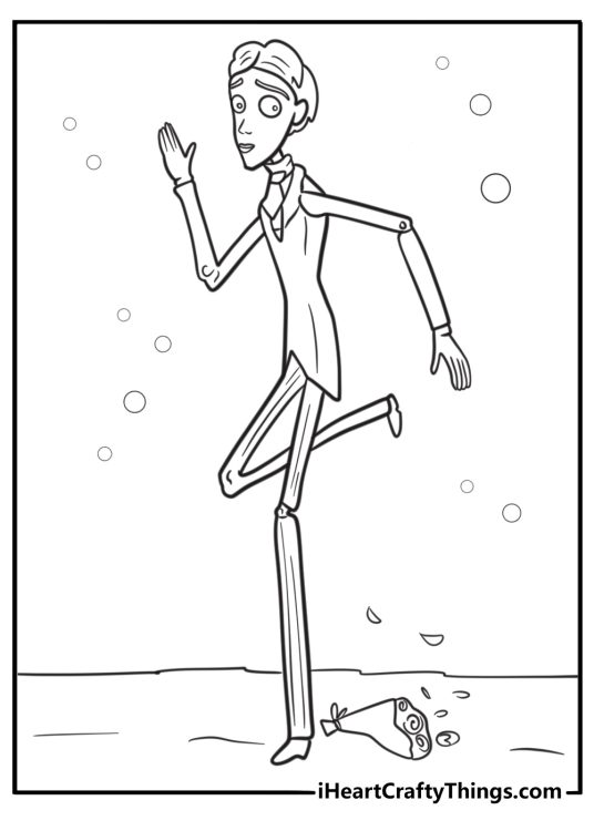 Victor running away from the wedding detailed coloring sheet
