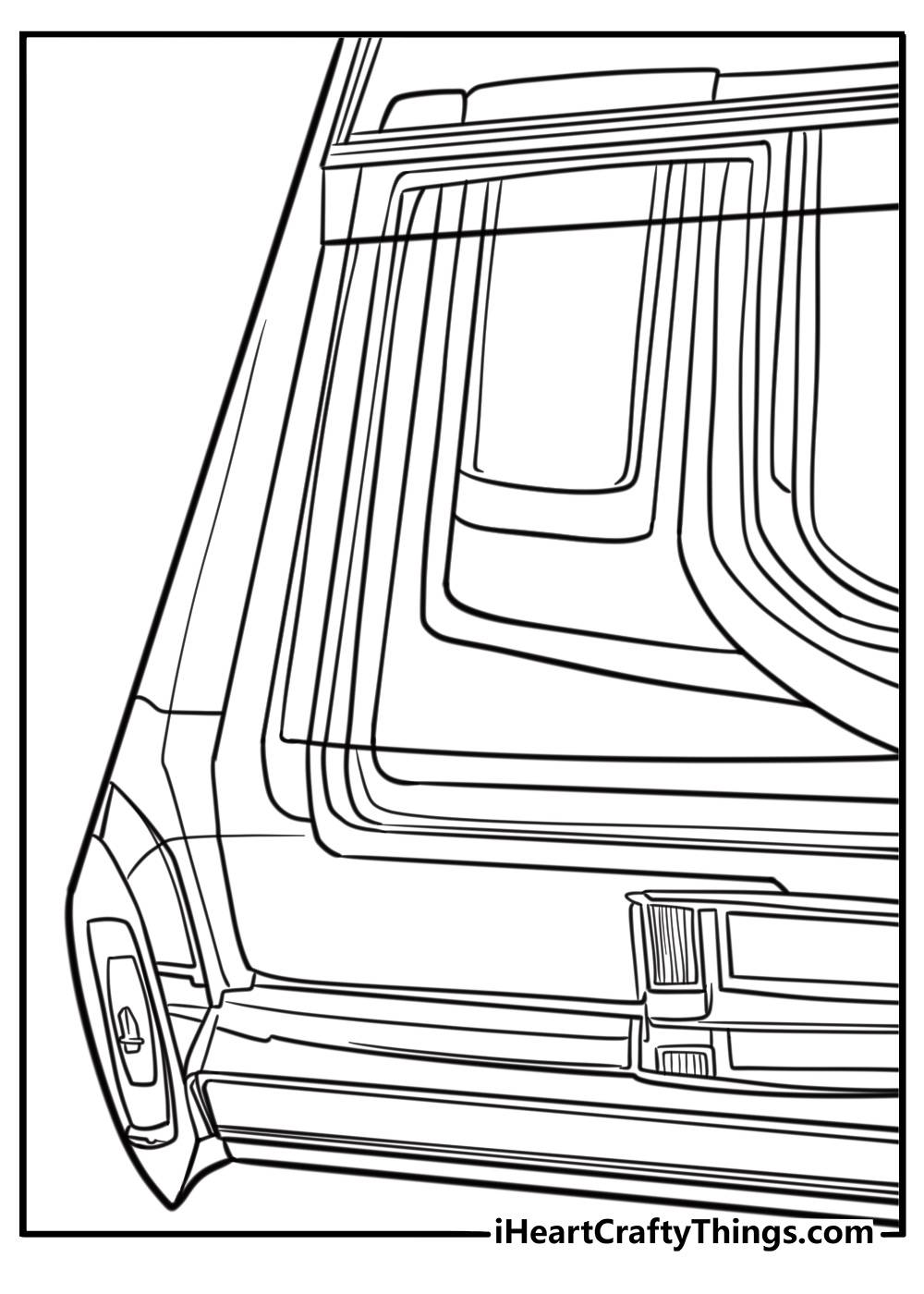 Vintage lowrider with chrome bumpers printable coloring sheet