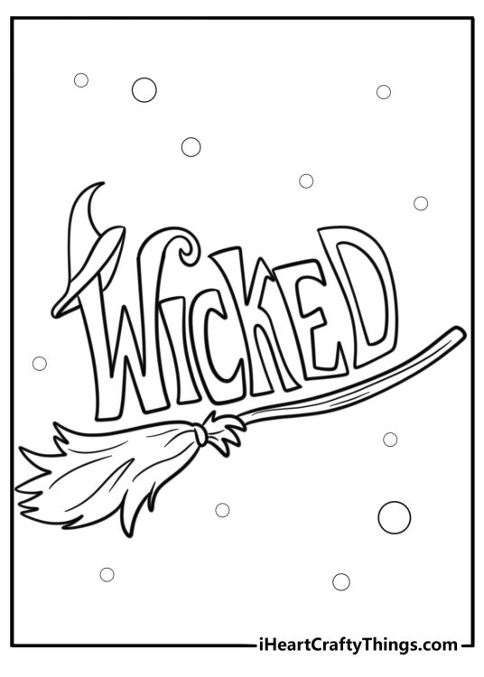Wicked logo with swirling letters free printable coloring page