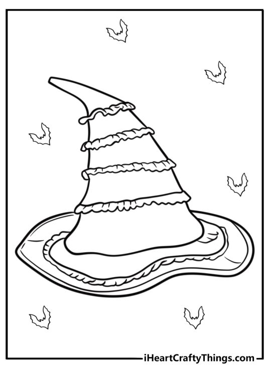 Wicked witch hat fun printable coloring sheet