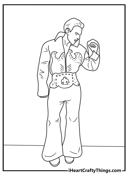Elvis Presley coloring sheet for adults with rhinestone suit patterns