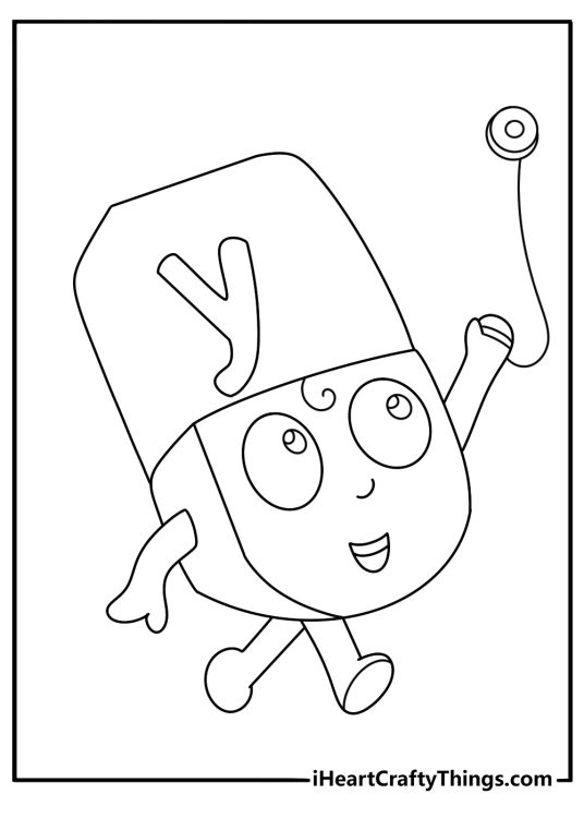 Free Alphablocks printable featuring Y beside a yo yo