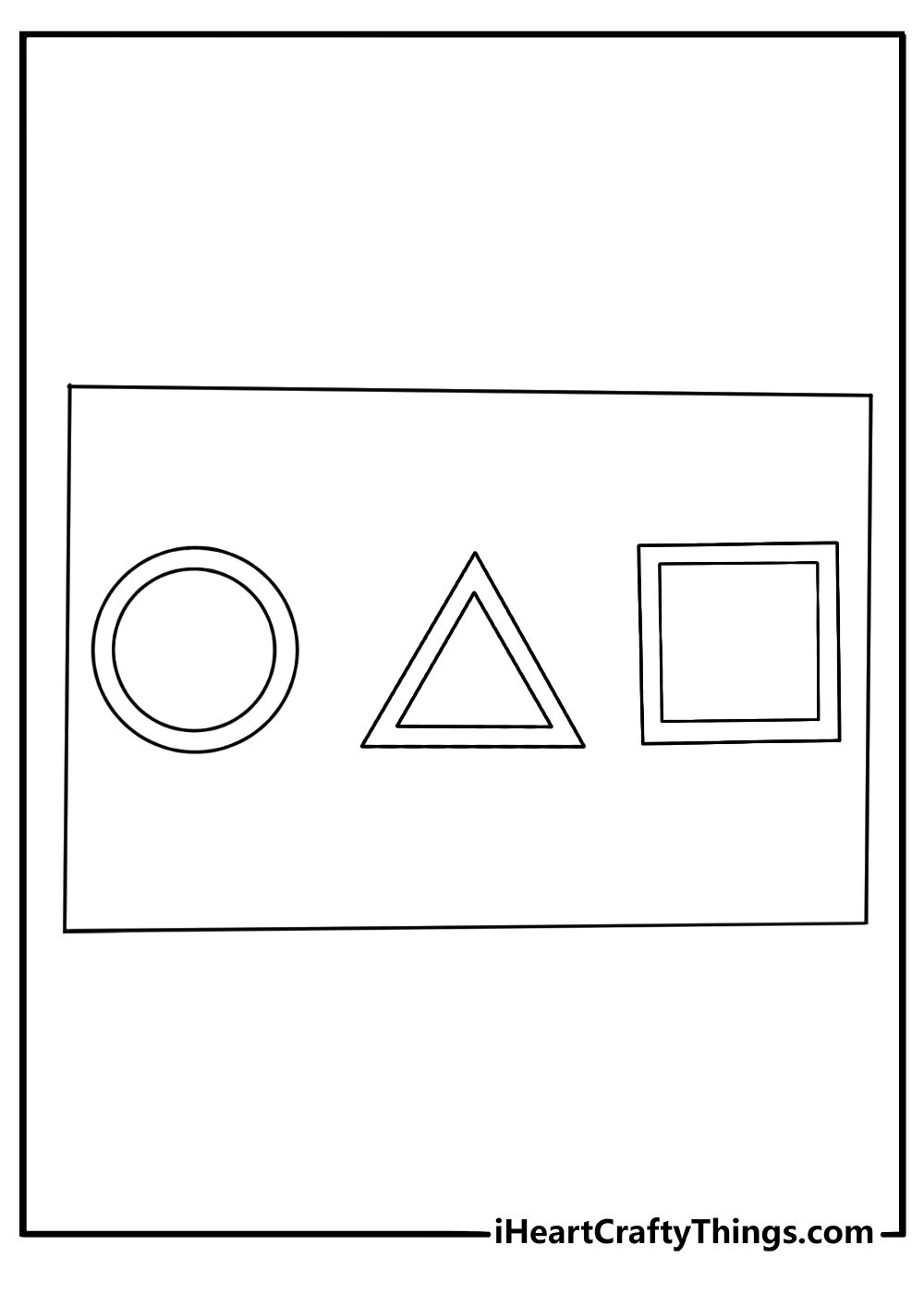 Phone card with circle triangle square symbols simple printable coloring page