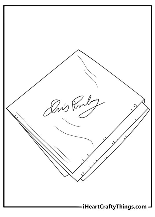 Printable Elvis Presley coloring page featuring a concert scarf and spotlight
