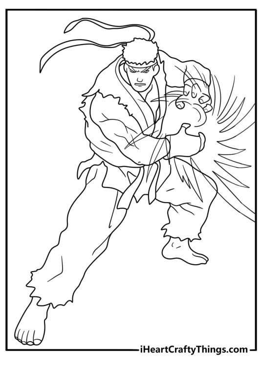 Street Fighter hadouken move coloring page simple printable