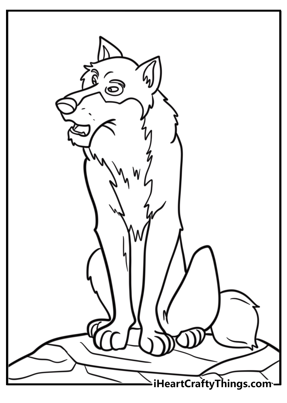 Akela the wolf standing strong coloring page