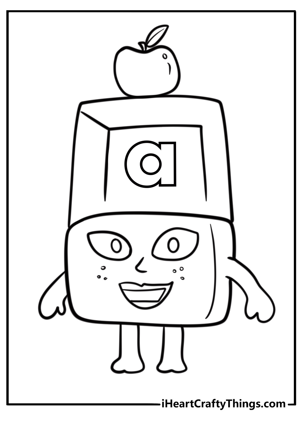 Alphablock A making an apple appear coloring page