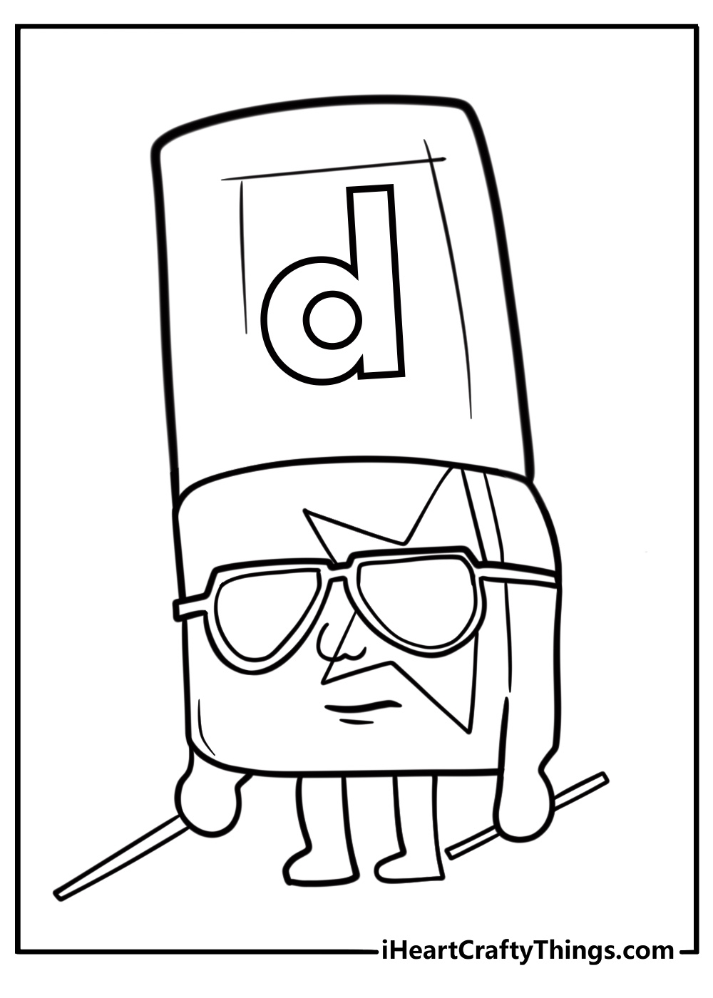 Alphablock D drumming coloring page