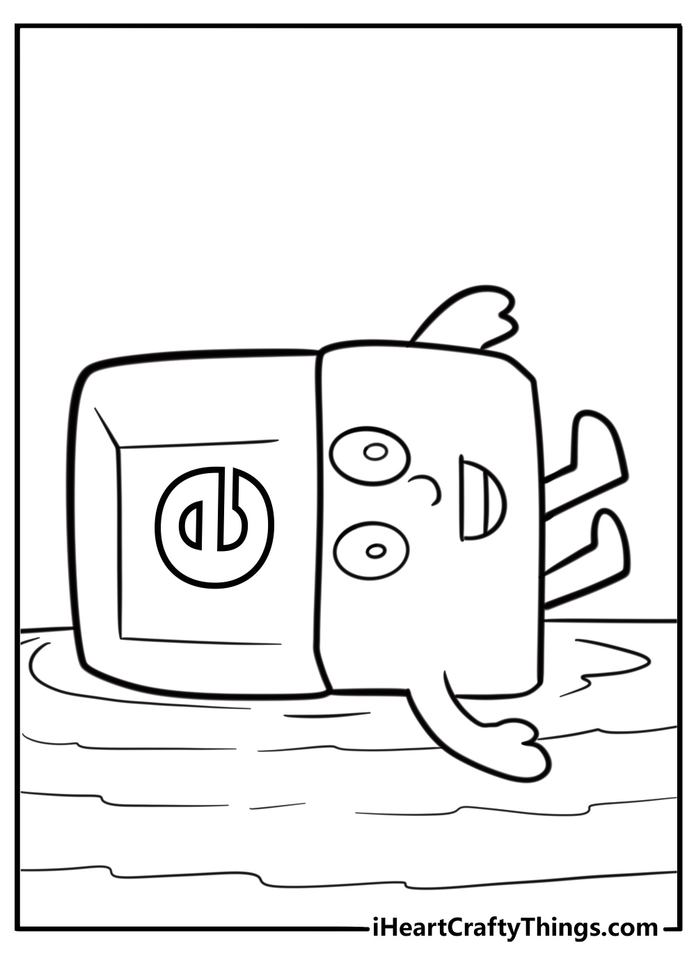 Alphablock E floating like a feather coloring page