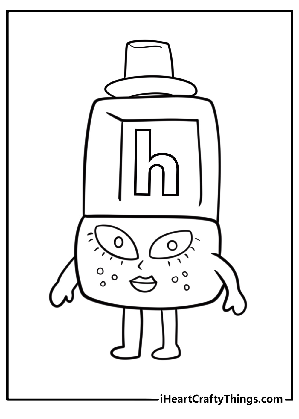 Alphablock H with a magic hat coloring page