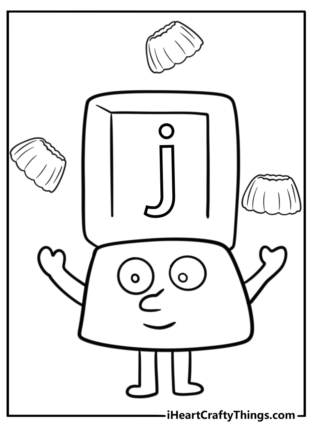 Alphablock J juggling jelly coloring page