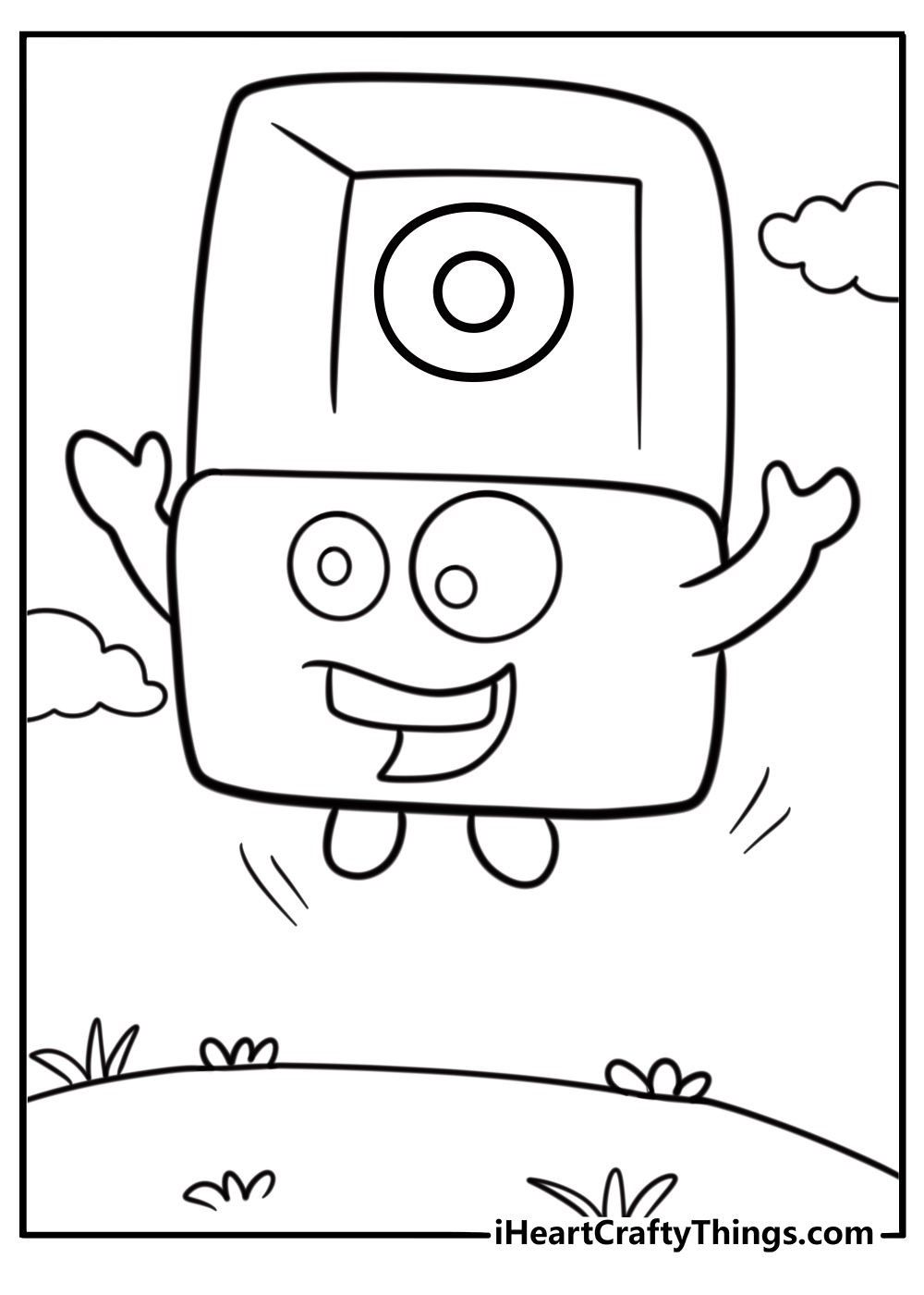 Alphablock O bouncing like an orange ball coloring page