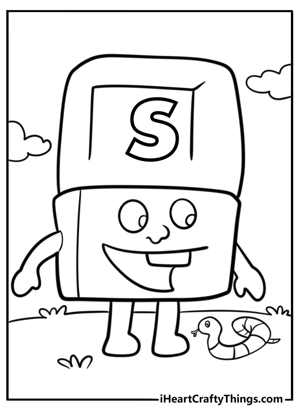 Alphablock S making a snake slither coloring page
