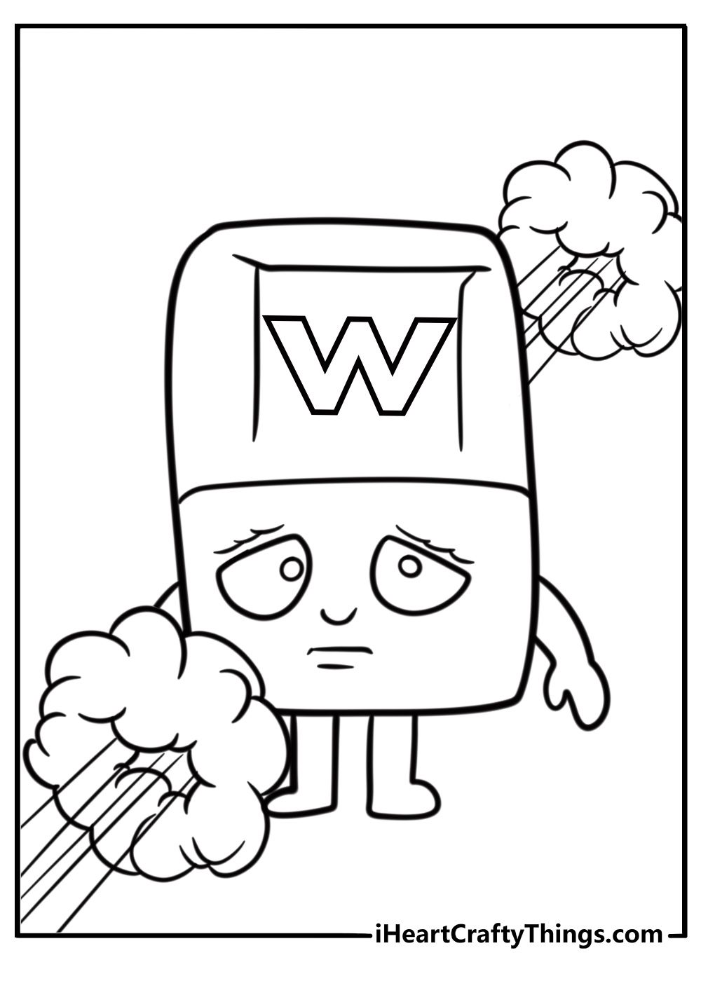 Alphablock W making wind whoosh coloring page