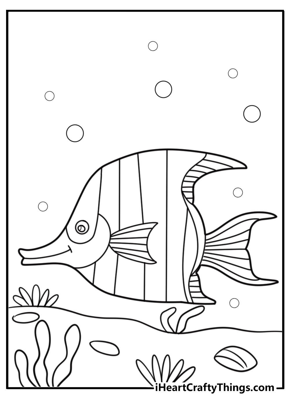 Angelfish swimming in clear water coloring page