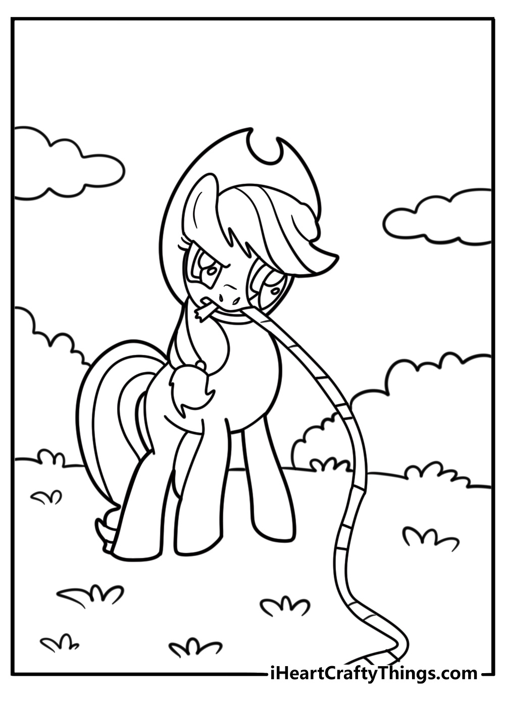 Applejack showing her strength on the farm free coloring page pdf