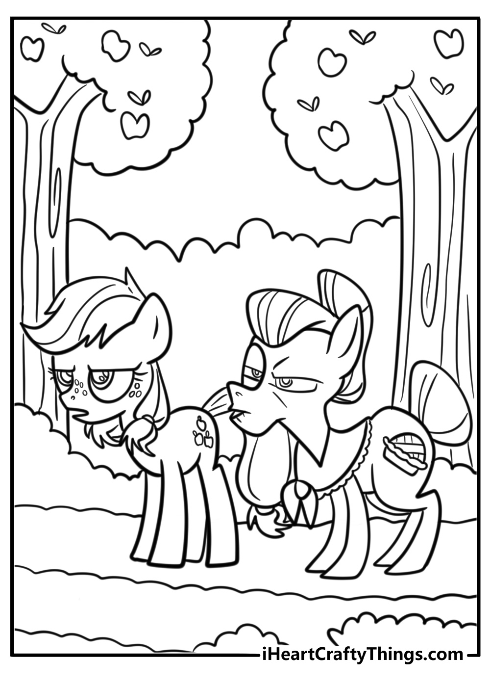 Applejack with Granny Smith at the farm coloring page