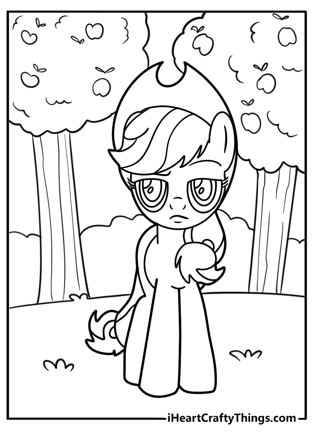 Applejack with her hat in Sweet Apple Acres coloring page