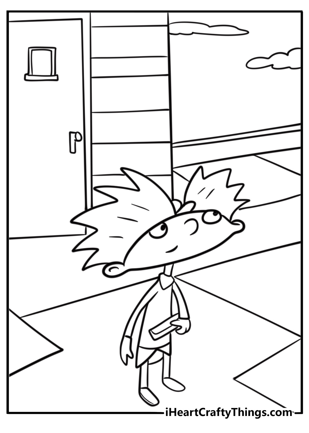 Arnold using his secret rooftop hideout coloring page