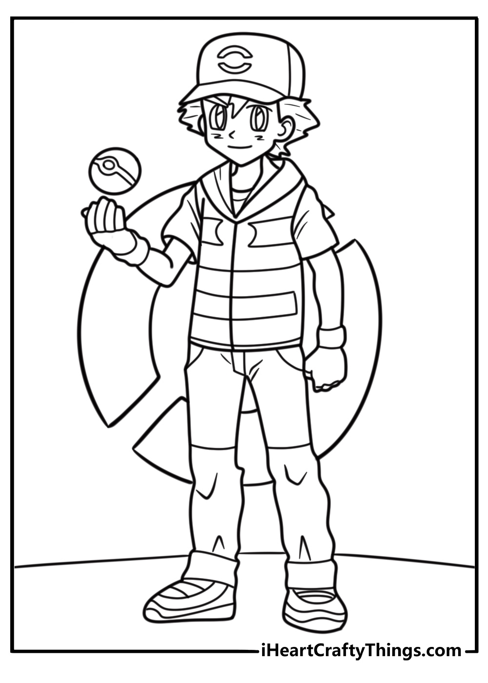 Ash Ketchum in Alola region clothing coloring page