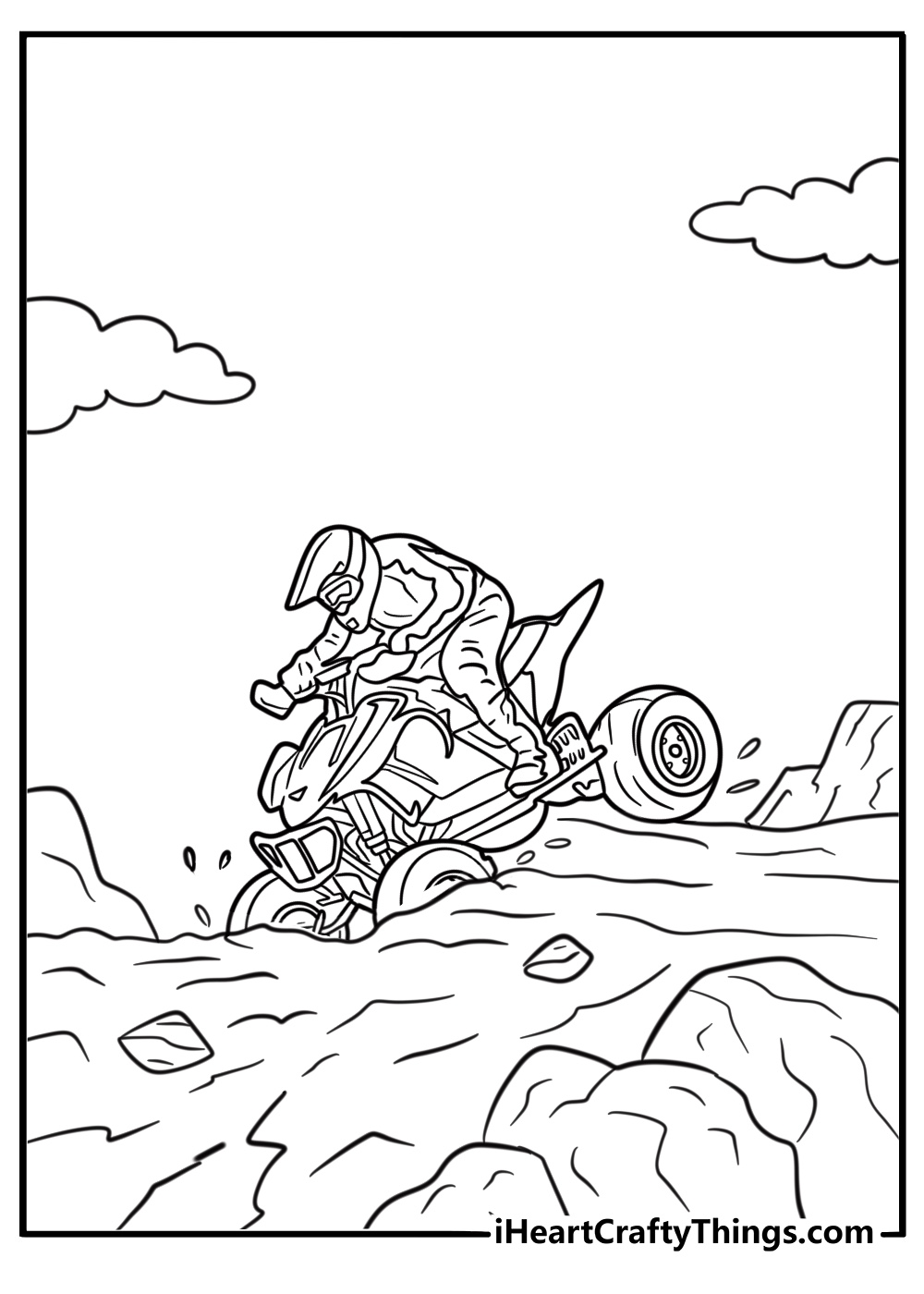 ATV stuck in deep mud coloring sheet