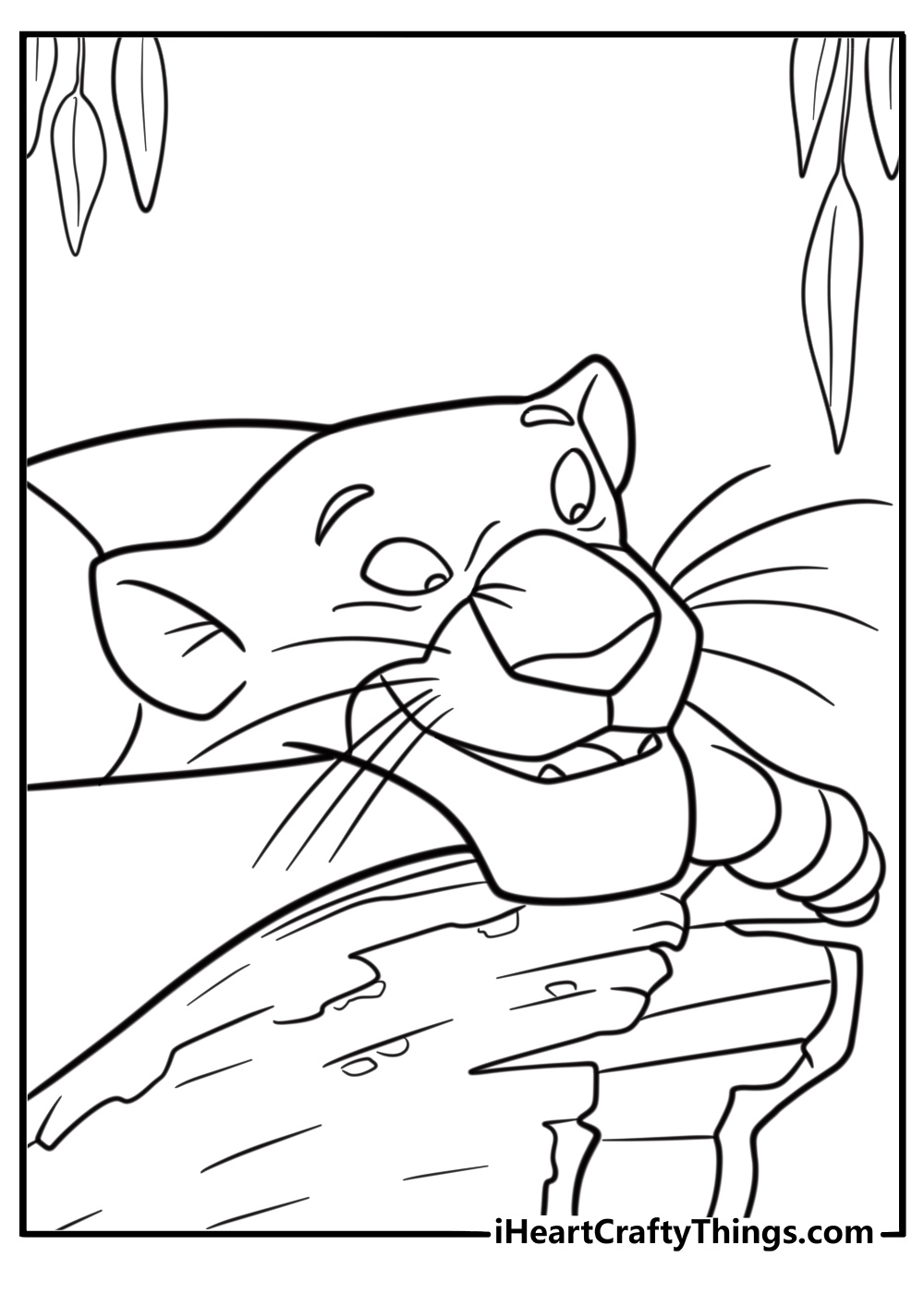 Bagheera resting in the shade coloring page