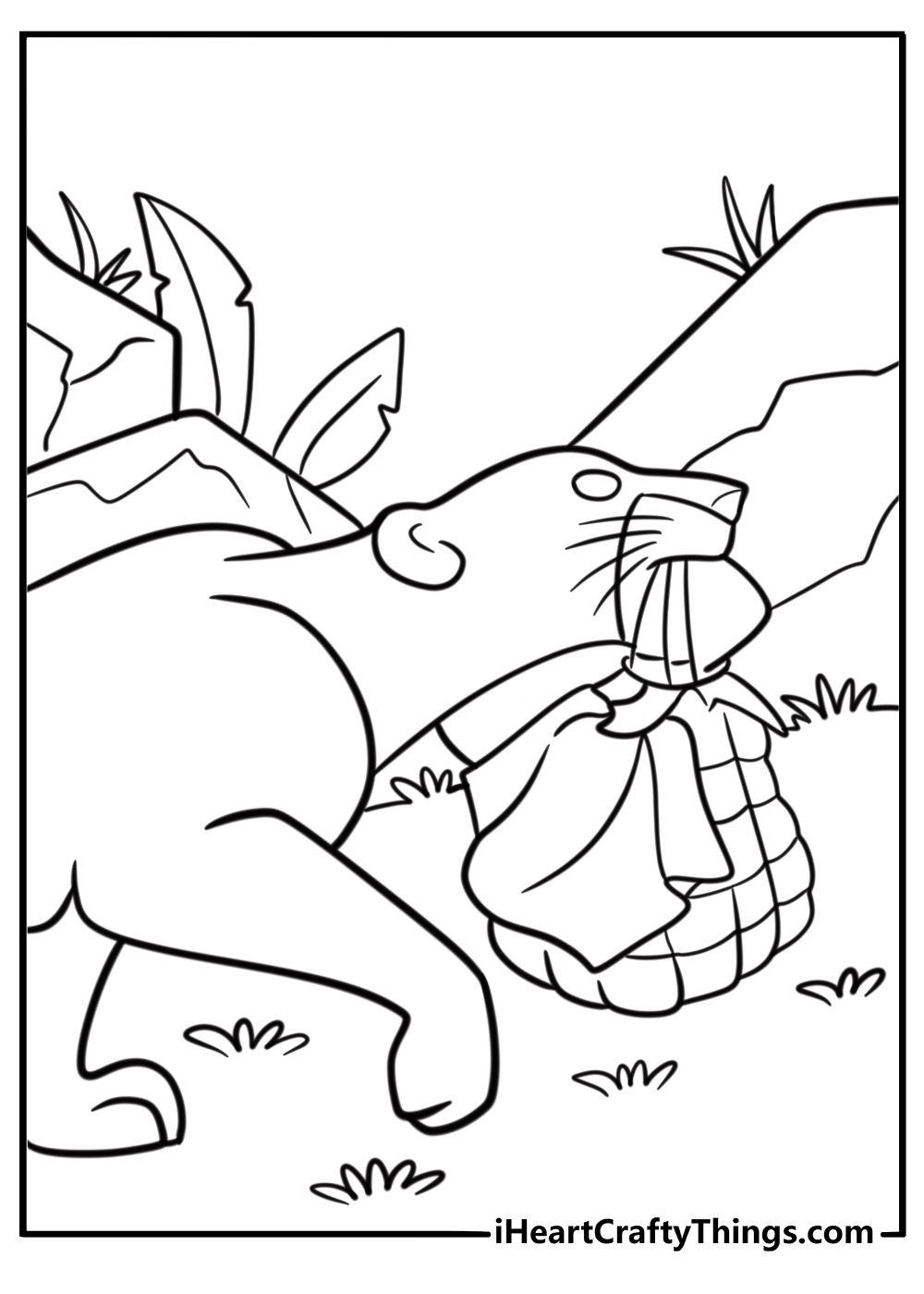 Bagheera watching over Mowgli coloring page