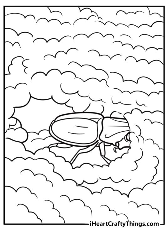Beetle burrowing into the ground coloring page