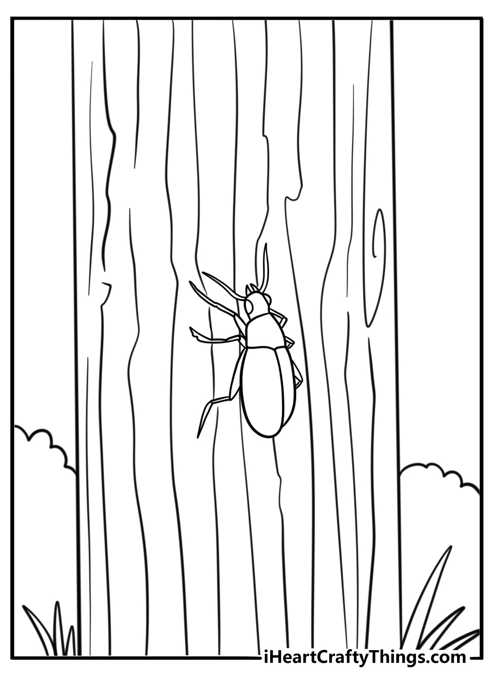 Beetle climbing up a tree coloring page