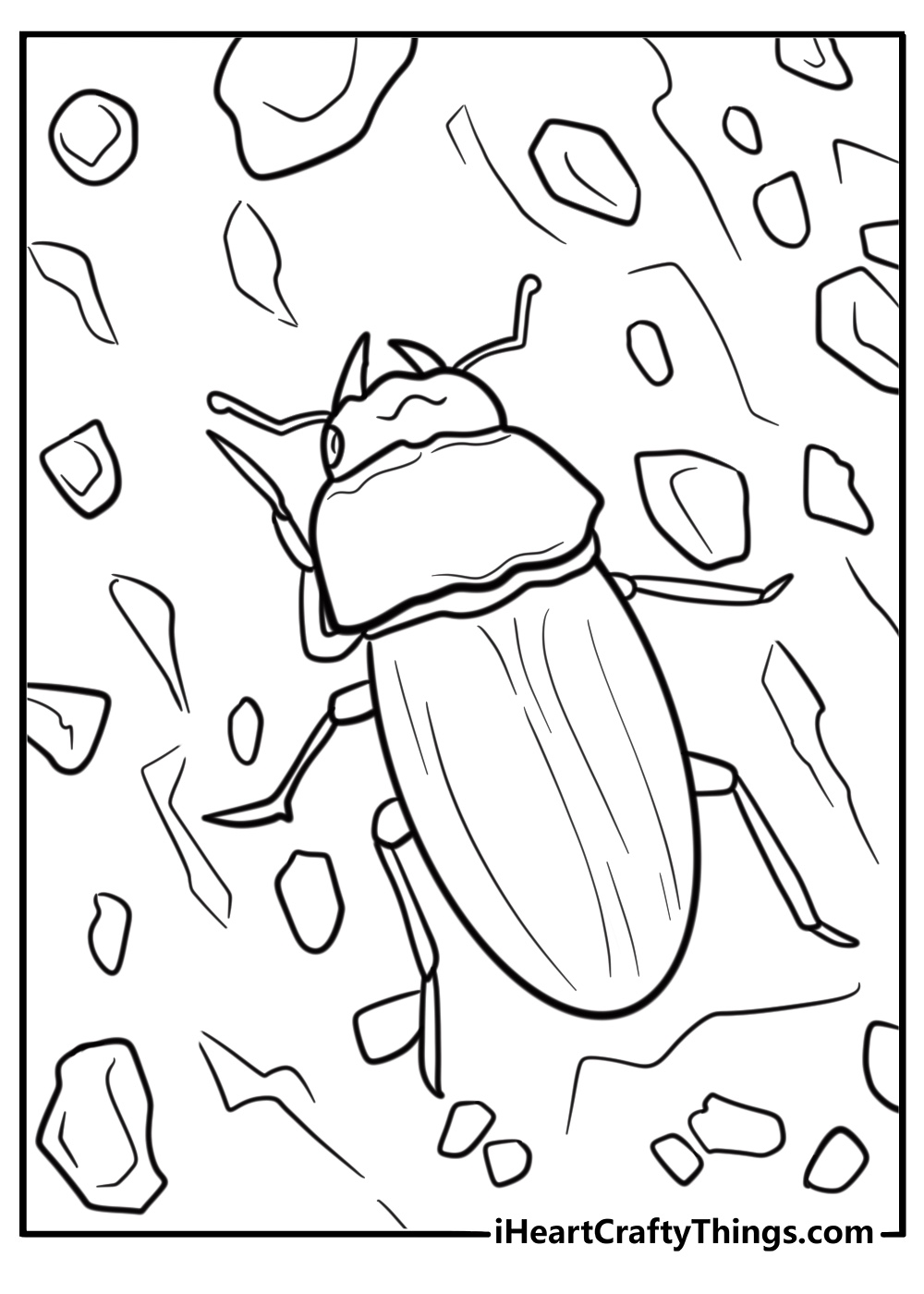 Beetle crossing a dirt path coloring page