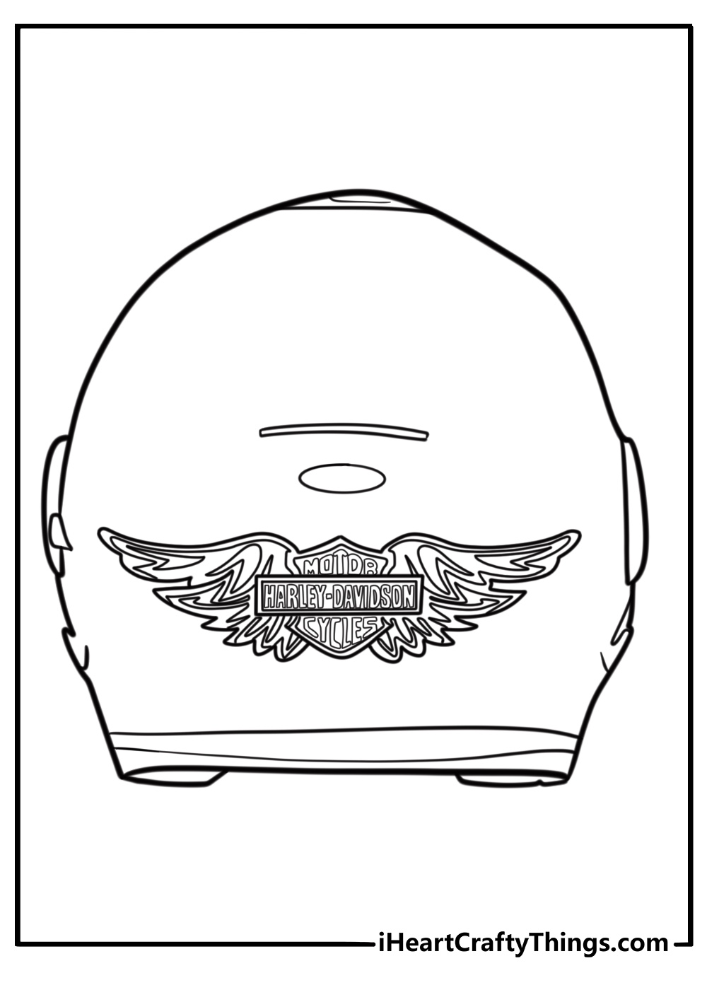 Biker helmet with Harley Davidson logo printable coloring page