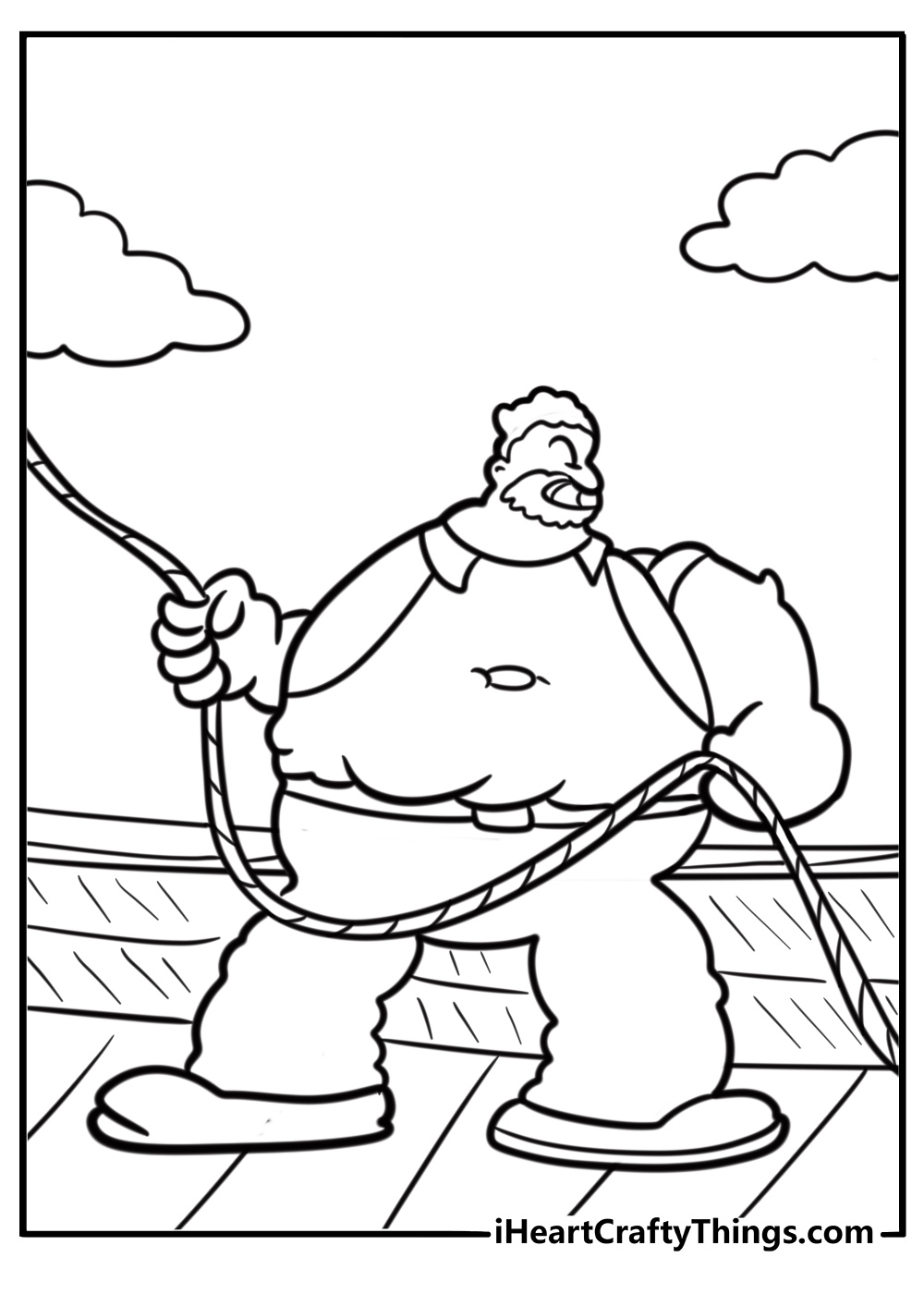 Bluto pulling a rope on a ship printable coloring sheet