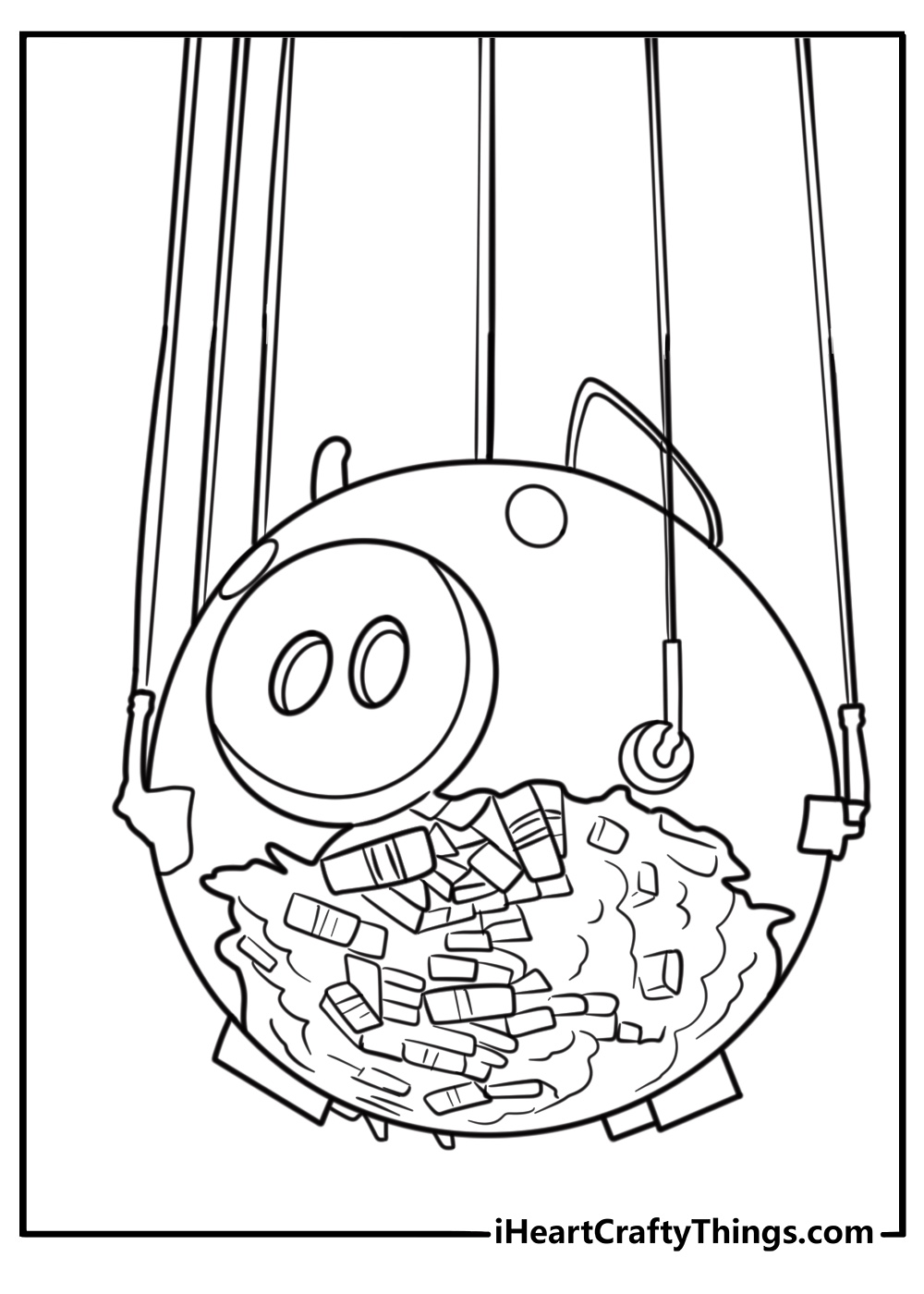 Cash prize in giant piggy bank printable coloring sheet