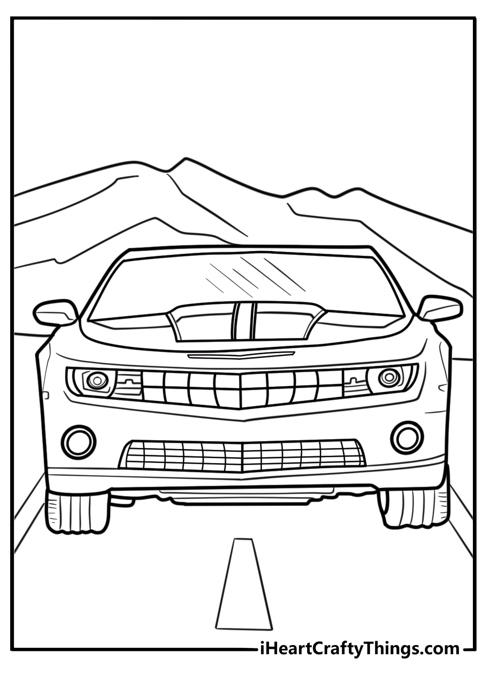 Chevrolet Camaro front view coloring page